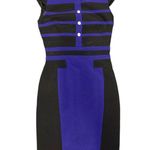 Karen Millen Purple Striped Shirt Knee Length Luxury Business Dress Size 4 Photo 3