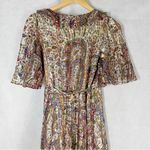 Sézane Paula Metallic Shimmer Silk Midi Dress Paisley Size US 2 Photo 6