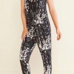 Evereve Peyton Jensen Ludlow surplice knit jumsuit in black and off white tie dye size S Photo 0
