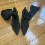 ZARA OVER THE KNEE FABRIC SOCK BOOTS BLACK METALLIC KITTEN HEEL PARTY RARE SZ 36 Photo 11