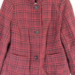 Talbots Pea Coat Jacket Womens Wool Blend Plaid Red Black Size 10P Preppy Photo 2