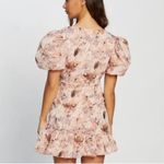 Missguided Mini Dress Size 0 Pink NWT Floral Coquette Flirty Puff Sleeve Frill Photo 2