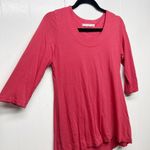 Peruvian Connection  3/4 Sleeve Pink Womens Top Size Small Scoop Neck Long Length Photo 4