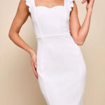 Lulus NWT Miriam White Ruffled Bodycon Dress L Party Cocktail Bridal LWD Photo 0