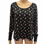 Victoria's Secret  black floral thermal long sleeve top Womens Medium Photo 0