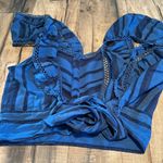 Free People Women’s XL New On a Yacht Blouse Blue Ruffle Backless Tie Crop Boho Photo 6