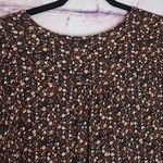 Garnet Hill  BLACK MICRO FLORAL LEAF BOTANICAL PRINTED BOHO BUTTON FRONT BLOUSE 8 Photo 7