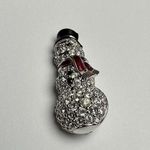 Swavorski Swarovski Crystal Snowman Brooch Pin Clear Pave Crystals Red & Black Enamel Photo 1