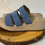 Eileen Fisher Mayla Womens Denim Wedge Sandals Sz 8 Triple-Band Cushioned Comfy Photo 7