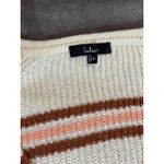 Lulus NWOT Small Deela Ivory Striped V-Neck Pullover Sweater Beige Brown Pink Photo 3