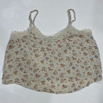 American Eagle  Lace Trim Floral Cami Tank Top Cream Size M Photo 0