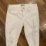 Abercrombie & Fitch Harper Super Skinny White Denim Distressed Jeans Size 26 Photo 3