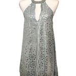 Kimchi Blue Light Blue Silver Foil Halter Dress Photo 3