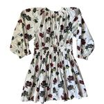 Ulla Johnson Joelle Poplin Floral Pleated High Neck Mini Dress Pockets Size 8 Photo 12