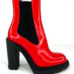 Alexander McQueen Tread Heeled Chelsea Red Leather Ankle Boots EU 36.5 Photo 1