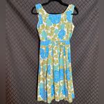 1950’s vintage Mode O’Day Blue and Green Floral Day Dress Photo 1