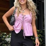 Glamorous Striped Tie Front Top  Photo 0