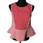 Maeve Anthropologie Cantuna Red Peplum Sleeveless Cotton Top Size US 4 OB478633. Photo 1