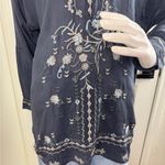 Johnny Was  Navy Blue Tunic/Top Boho Blouse, Sz S, Embroidered, Cupra Rayon. Photo 3