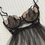 Victoria's Secret Victoria’s Women’s Black Nude Mesh Babydoll Lingerie Lace 34C Sheer Mesh Photo 5