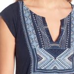 Lucky Brand NWT  Embroidered Top Blouse Sz XL Blue Western Aztec Flowy Tank Photo 1