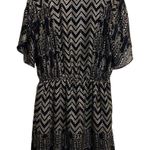 Free People Love My Chaos Flutter Ruffle Flowy Metallic Dress Black Gold Small Photo 2