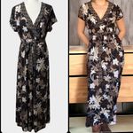 Croft & Barrow  Floral Maxi Long Dress Faux Wrap Style Size XL Belted Office Photo 1