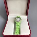Vivani Bright Green with Silver Rhinestone Face Link Watch Photo 0