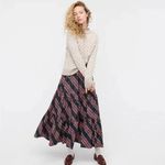 J.Crew  Tiered Maxi Skirt in Black Stewart Tartan Taffeta - Size Large Photo 1