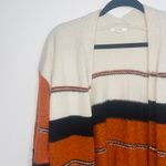 Maurice's White Orange & Black Striped Slouchy Knit Cardigan Photo 3