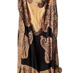 Vintage XL Cotton Scarf Sparkle beading and fur ball accents Bohemian Boho chic Brown Photo 0