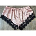 Pink Bloomers with black lace trim size M satin Pink Size M Photo 2