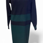 Brooks Brothers  100% wool navy block striped long sleeve dress size S  pocket Photo 0