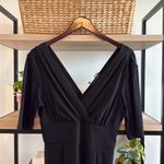 Banana Republic  100% Wool Black Deep V-neck 3/4" Sleeve Dress, 8 Photo 1