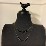 Set Of Two Sterling Silver Black Faceted Beaded Onyx Necklaces Layering Photo 0