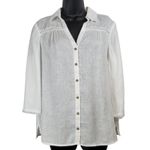 Vince Camuto ‎ White Linen Blend 3/4 Sleeve Button Down Top Womens Size S Photo 2