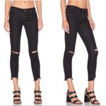 Free People Black Distressed Raw Hem Denim Cropped Skinny Jeans 27 Photo 1