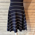 Alice + Olivia  Bolton Ottoman Pinstripe Flare Navy Blue & White Dress Size Small Photo 10