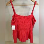 Bar III NWT  Women's Square Neckline Terry Ruffled Smocked Watermelon Punch Xl Photo 3
