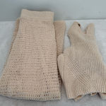 House Of Harlow 1960 2pc Set Crochet Knit Crop Top Skirt Fringe Beige size S Tan Photo 0