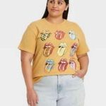 The Rolling Stones NWT  Multi Logo Short Sleeve Women's Graphic T-Shirt Mustard Photo 0