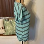 Maurice's  black & blue semi-sheer striped top with keyhole back. Photo 2