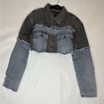 Pretty Little Thing NWT Washed Grey Double Layered Denim Cropped Jacket US Size 8 Photo 6