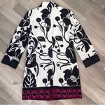 T Tahari  Tokyo Rose Calypso Floral Trench Coat Black White Pink Small Photo 8