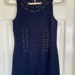 Anthropologie Leifnotes Navy Blue Corset Laced Dress Size XS Office Photo 4