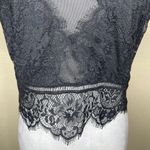 EXPRESS Women's Black Lace Sheer Crop Top with Zip up Back Sexy Flirty Medium Photo 2