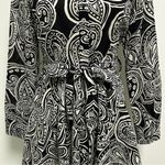 ZARA Black Beige Floral Paisley Button Up Tie Belt Fit Flare Shirt Dress Small Photo 4