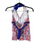Beachsissi Tankini Top Removable Cups Halter Ruffle Floral Red Blue S Photo 1