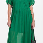 Madewell  Sheer V-Neck Dolman Sleeve Maxi‎ Dress Verdant Green size XXS NWT Photo 0
