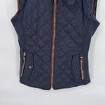 ZARA Quilted Vest Womens XS Black Gold Polyester Equestrian Style Zip Pockets Photo 1